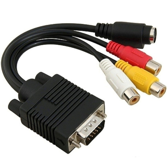 Audio Jack Adapter VGA SVGA to S-Video 3 RCA AV Adapter Converter Cable. This Au - Picture 1 of 3